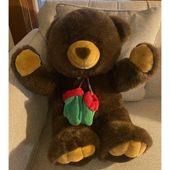 VINTAGE JC PENNY HOLIDAY COLLECTION TEDDY BEAR PLUSH with mittens - Picture 1 of 7